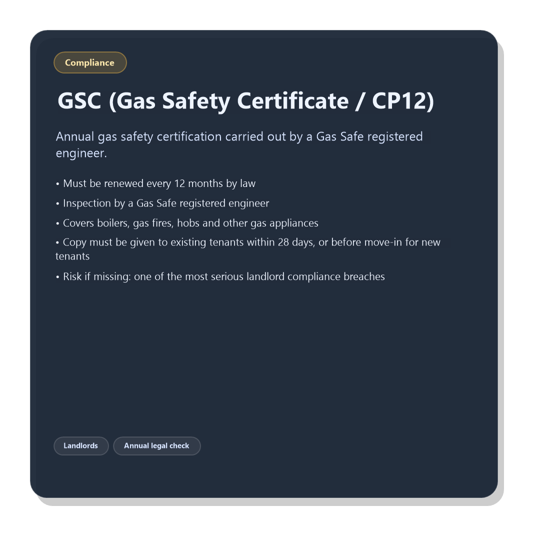 GSC Gas Safety Certificate CP12